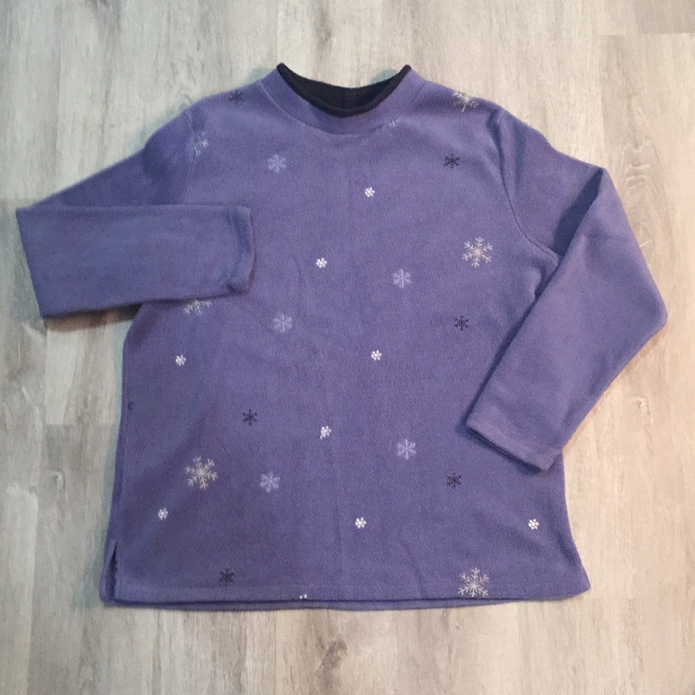 Croft & Barrow Purple Snowflake Mock Turtleneck Winter Sweater Medium Pullover
